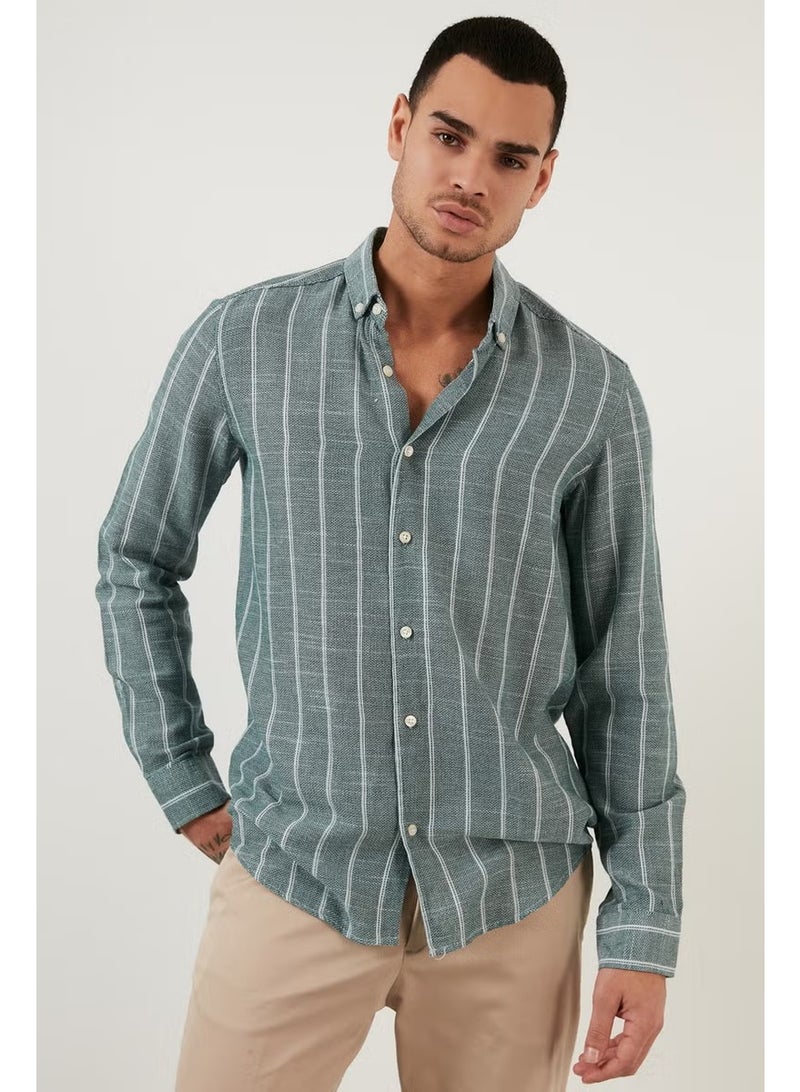 Buratti 100% Cotton Striped Button Collar Shirt Men's Shirt CF21S112480 - Image 2